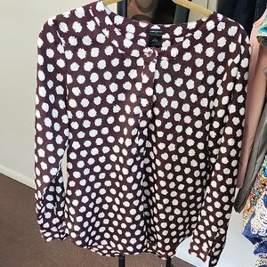 Ann Taylor Brown and White Polka Dot Blouse